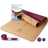 NAJATO Sports Yogamatte – Rutschfeste mit Yoga Gurt, Tragegurt & E-Book – aus Kork 183 x 65 x...