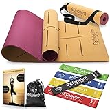 BEfabelim® Ökologische Yogamatte Kork rutschfest 6mm dick, extra breit, Fitnessband 5er Set aus...